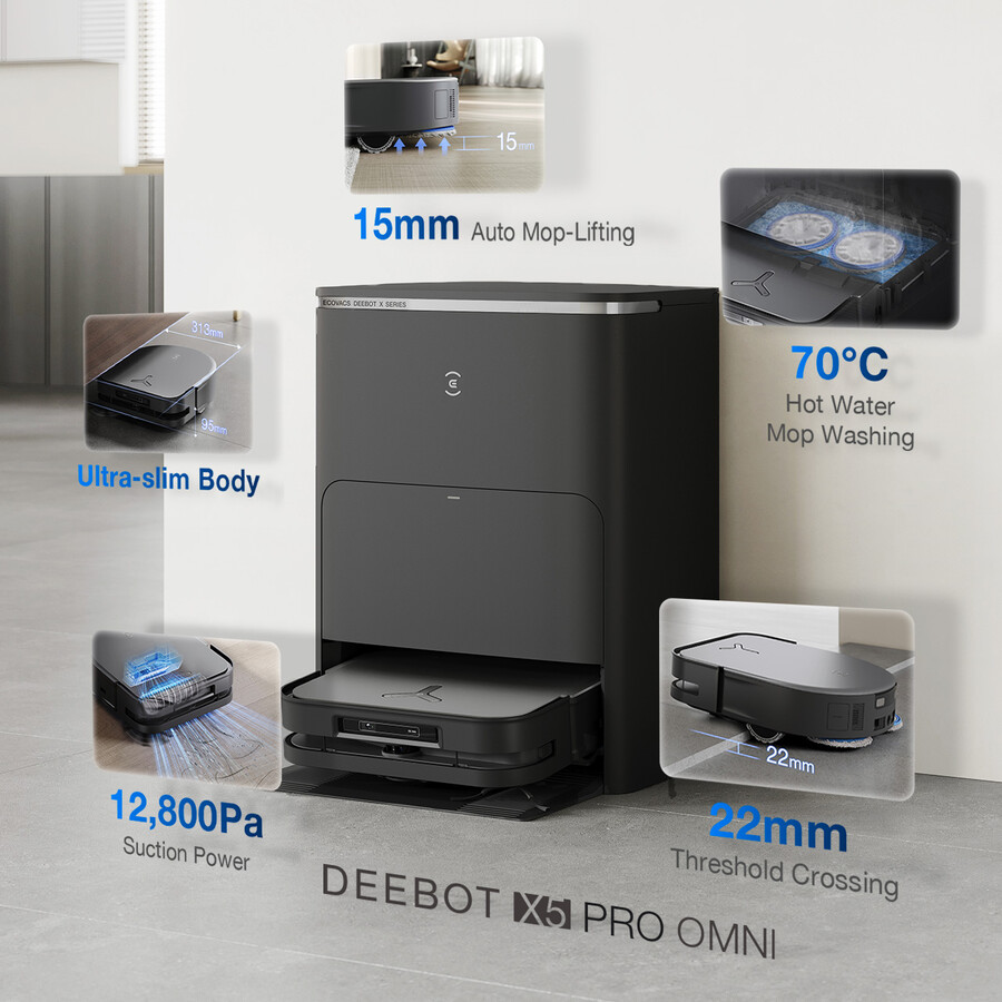 deebot x5 pro omni robot aspirapolvere amp mop con ai forte aspirazione tappeto anti-groviglio